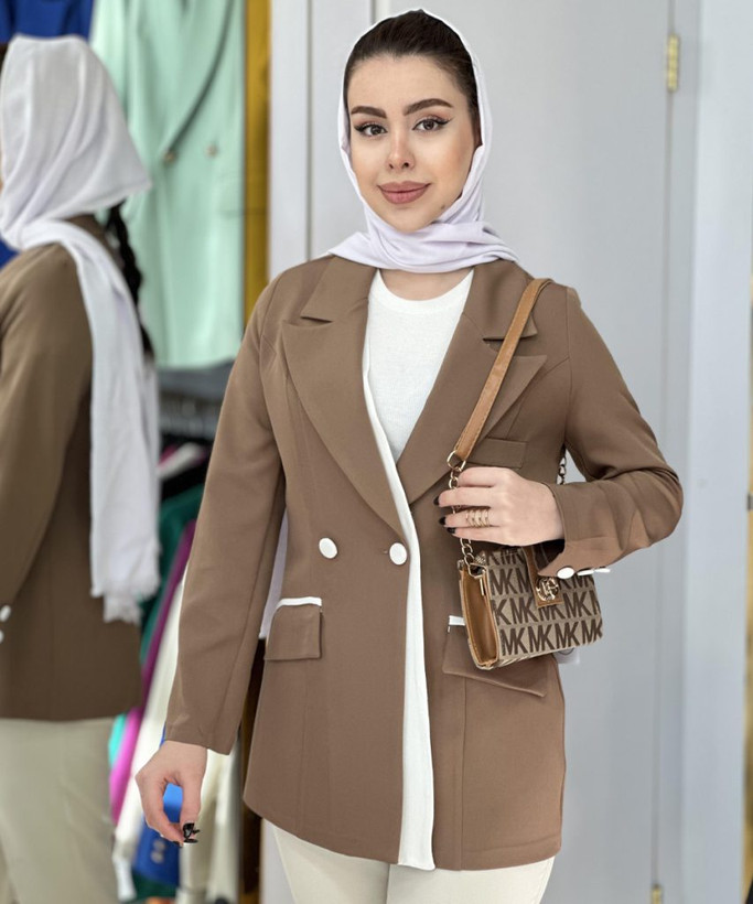 مانتو طرح کت مجلسی دکمه دوبل